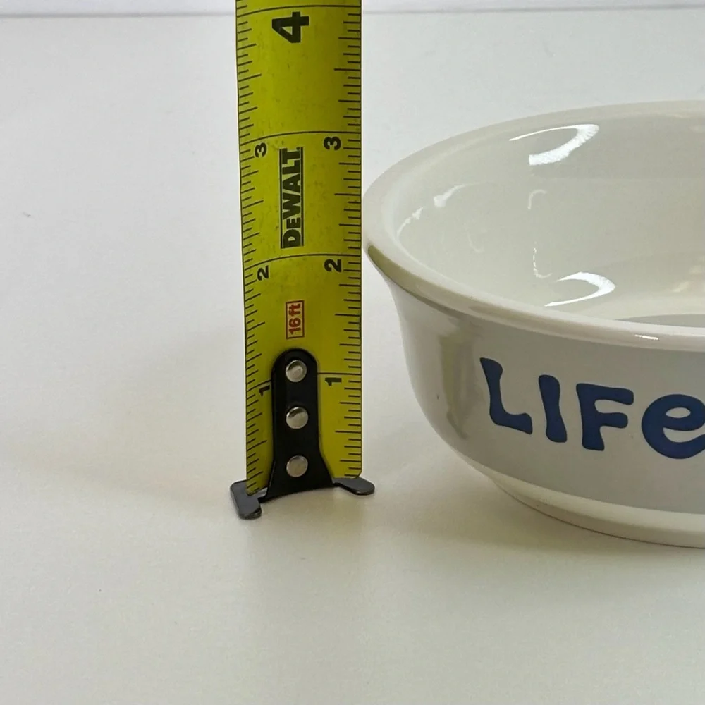 DOG BOWL LIFE is GOOD Santa Hat & Scarf Christmas Yellow Ceramic 6